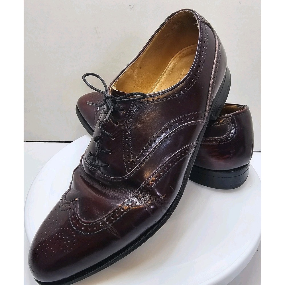 Johnston & Murphy Aristocraft Men's Wingtip Shoe Burgundy Size 8 D Made in USA!